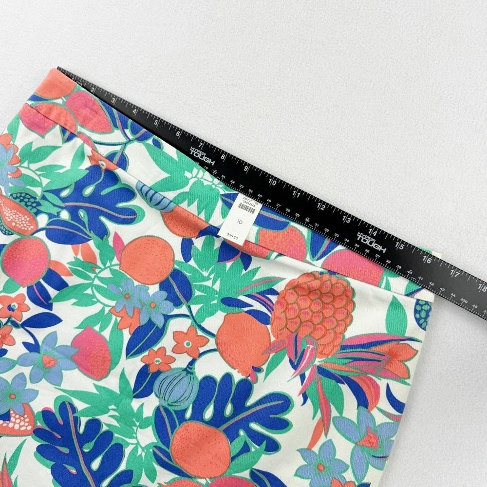 Talbots Tropical Canvas Fruit Print Skirt‎ Size 10 Womens White Floral Mini NWT